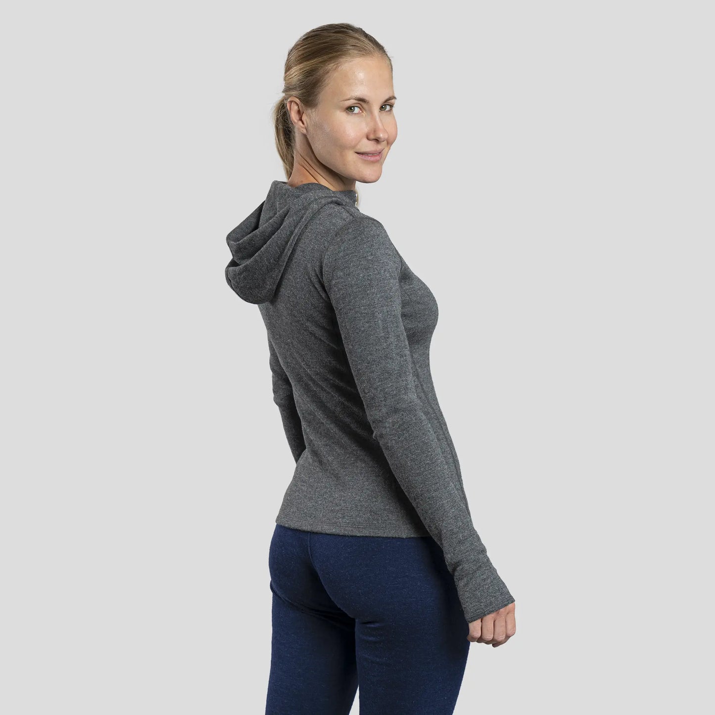 womens outdoor clothing hoodie jacket full zip color gray