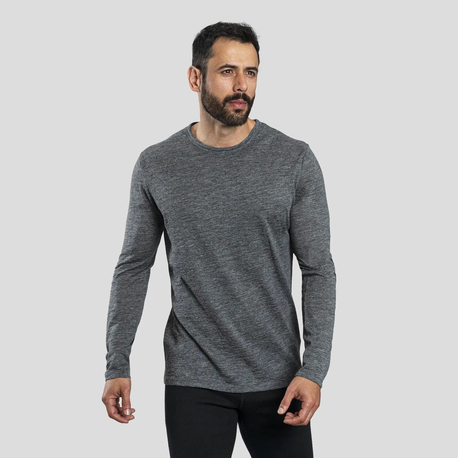 Men's Alpaca Wool Long Sleeve Base Layer: 160 Ultralight color Gray