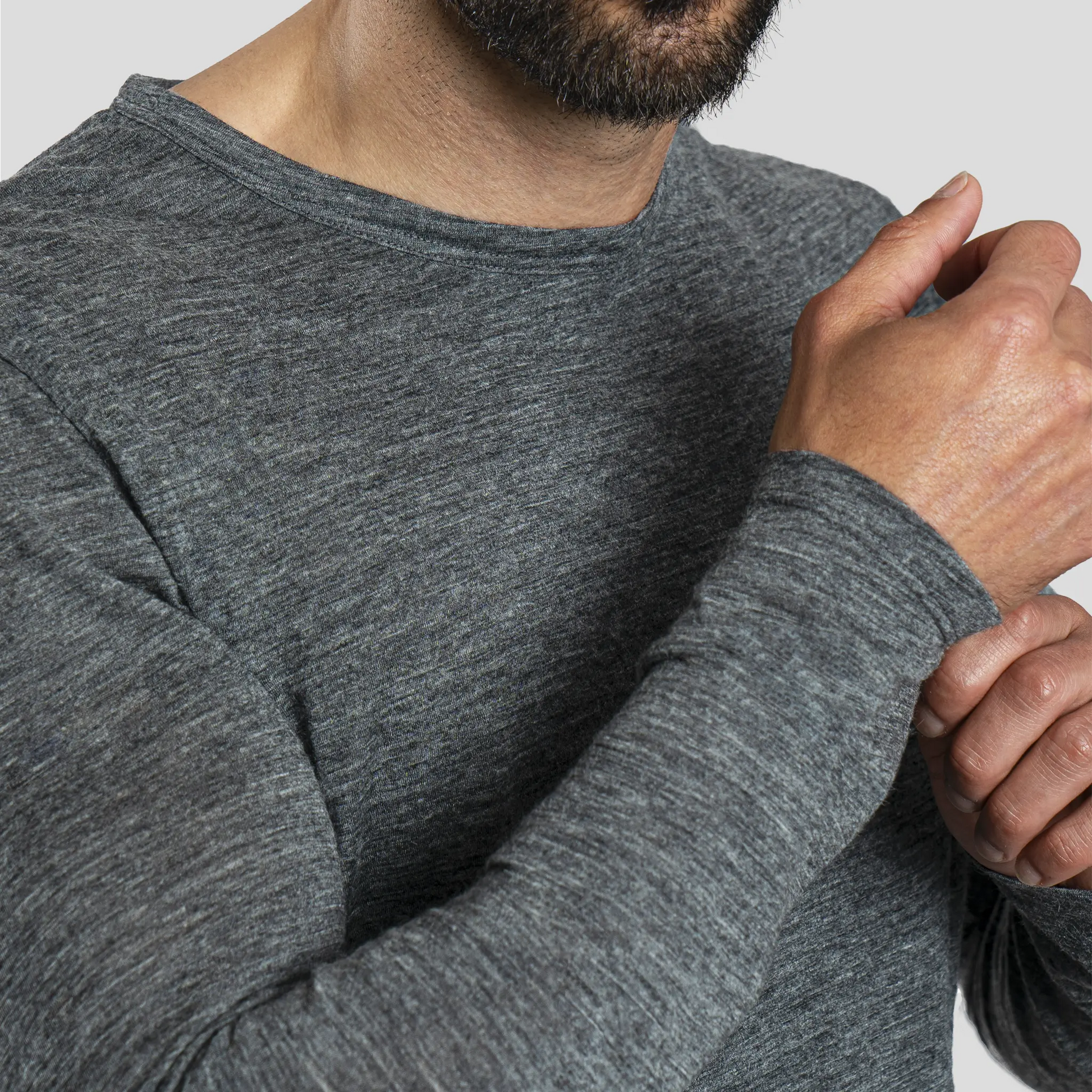 Men's Alpaca Wool Long Sleeve Base Layer: 160 Ultralight color Gray