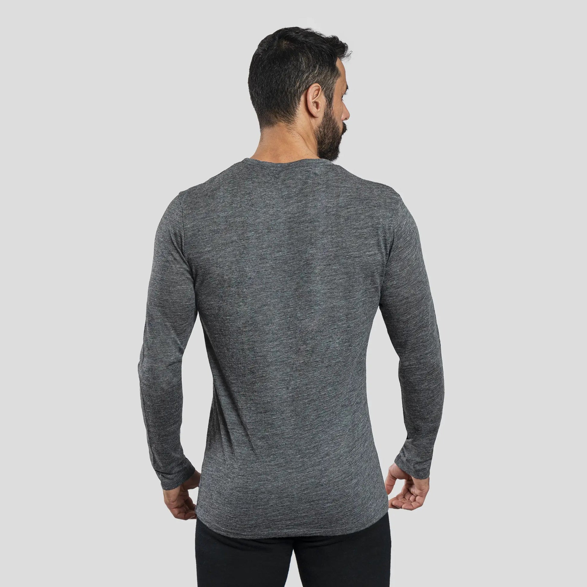 Men's Alpaca Wool Long Sleeve Base Layer: 160 Ultralight color Gray