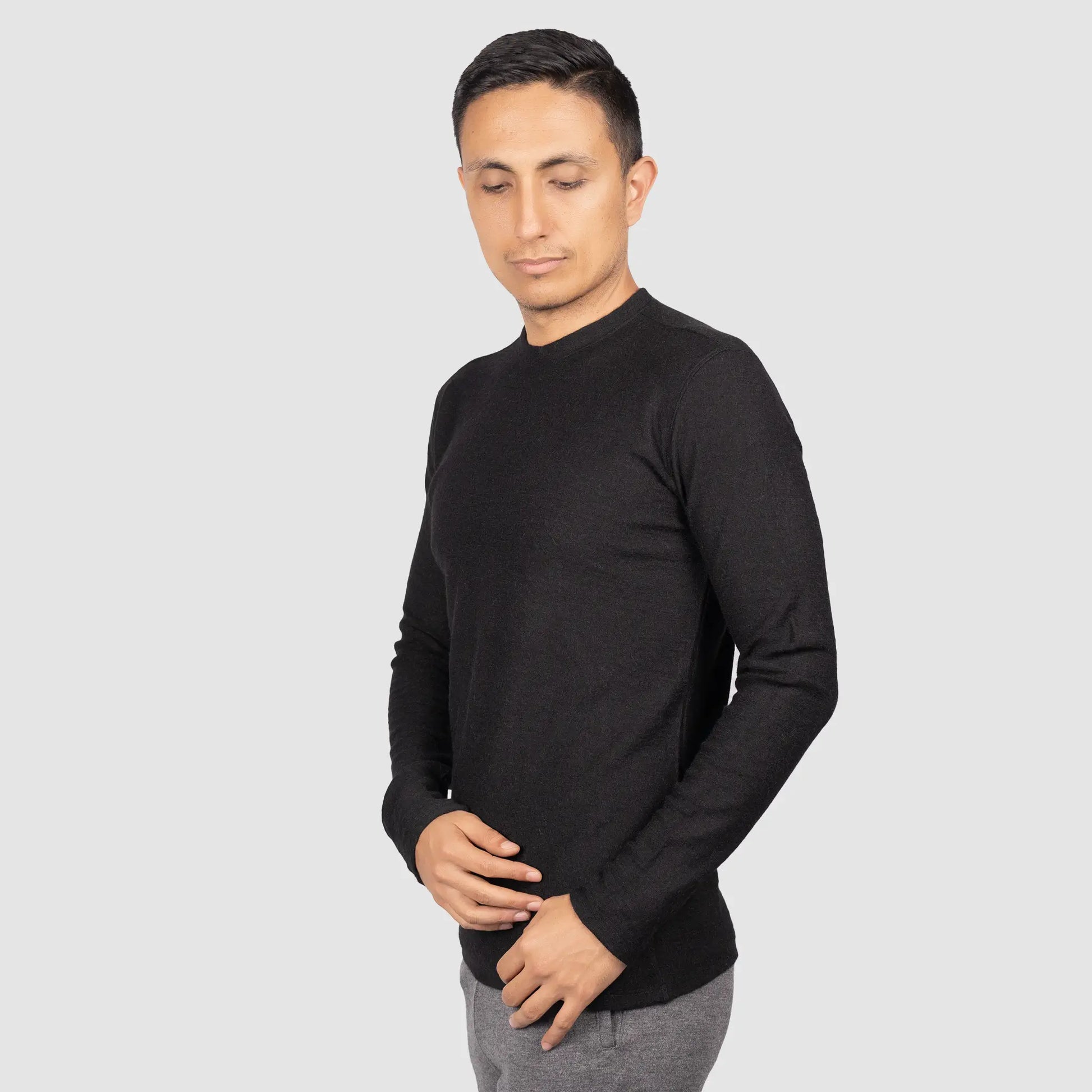 mens royal alpaca base layer color black