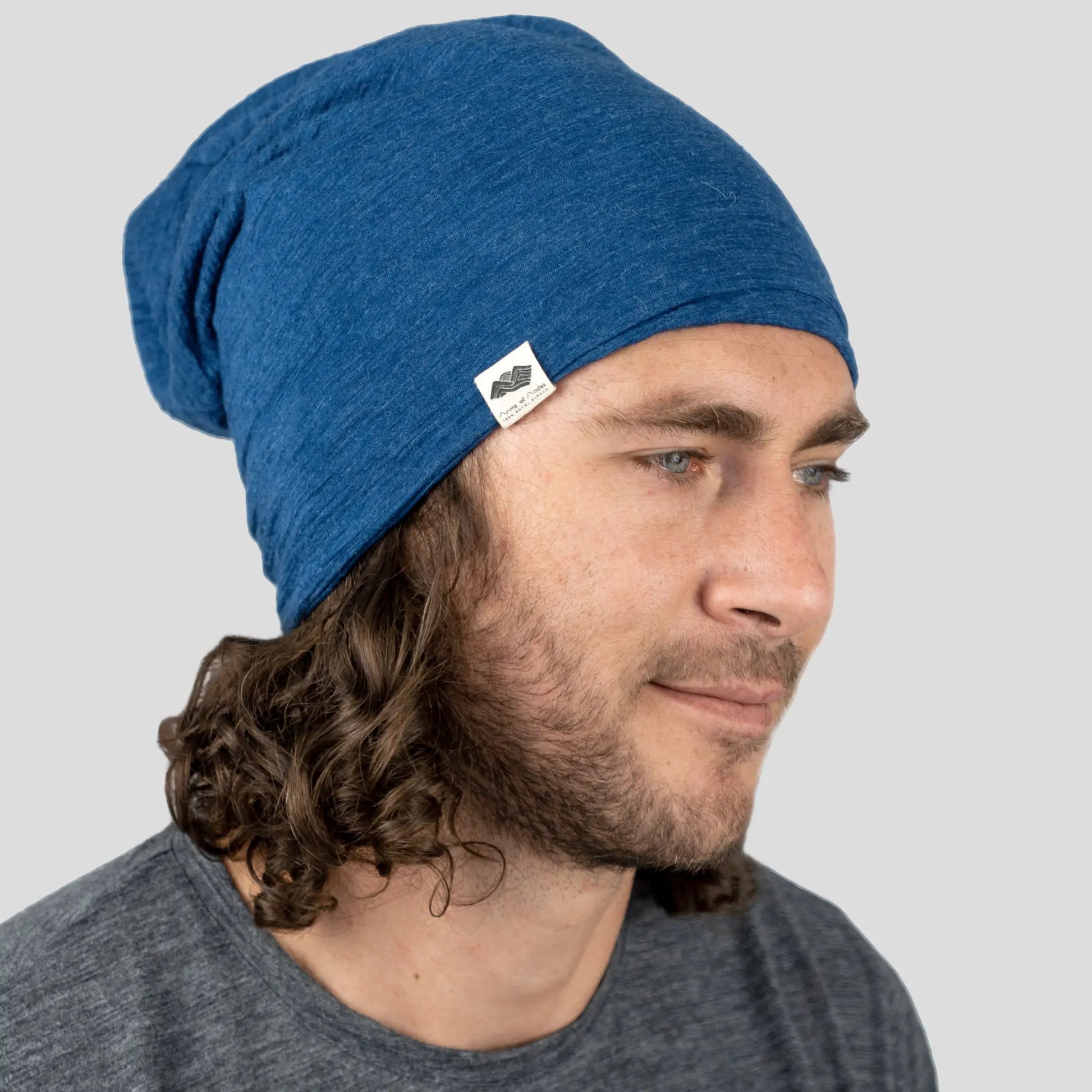 Alpaca Wool Beanie: 160 Ultralight color Natural Blue