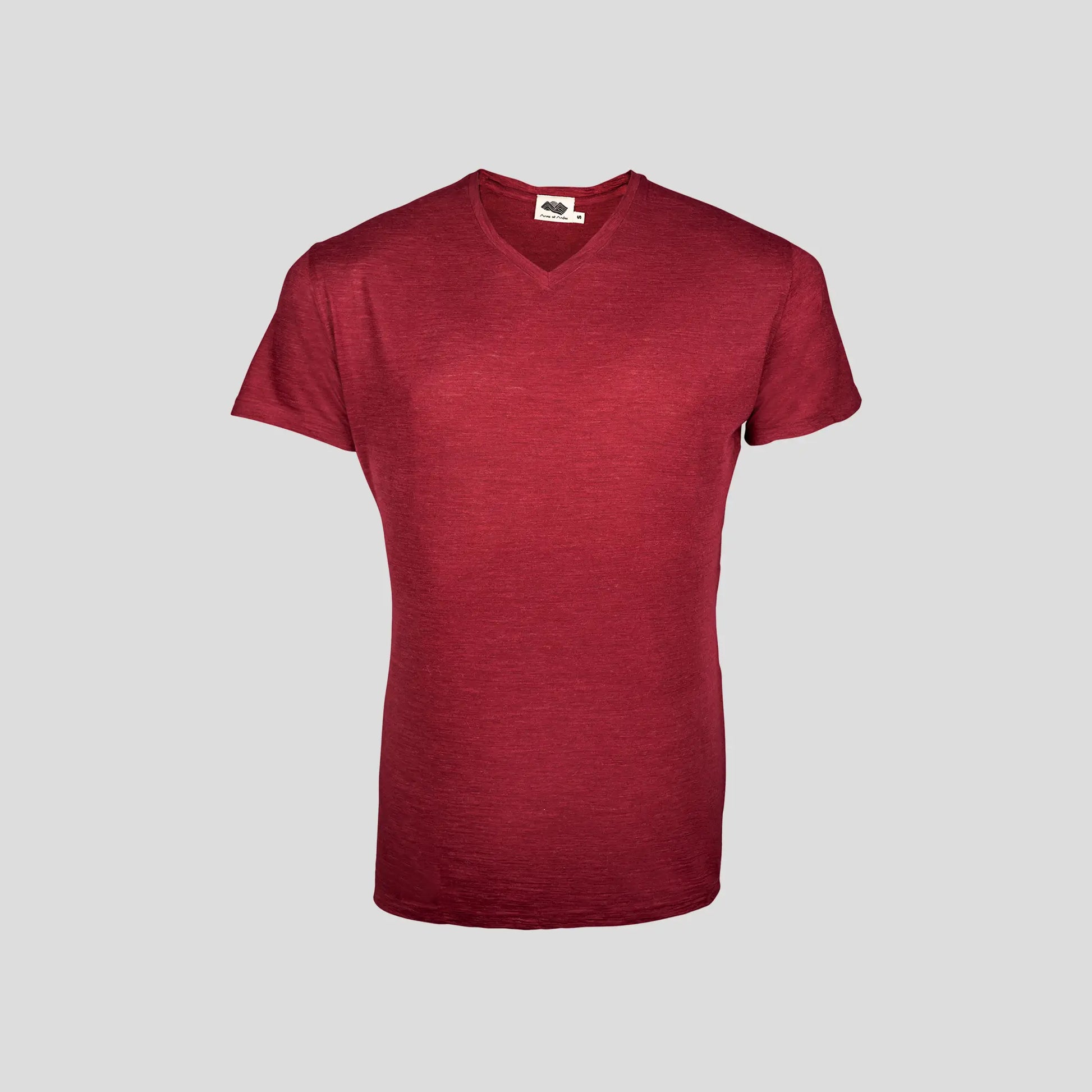 Men's Alpaca Wool Shirt: 160 Ultralight V-Neck color Natural Red