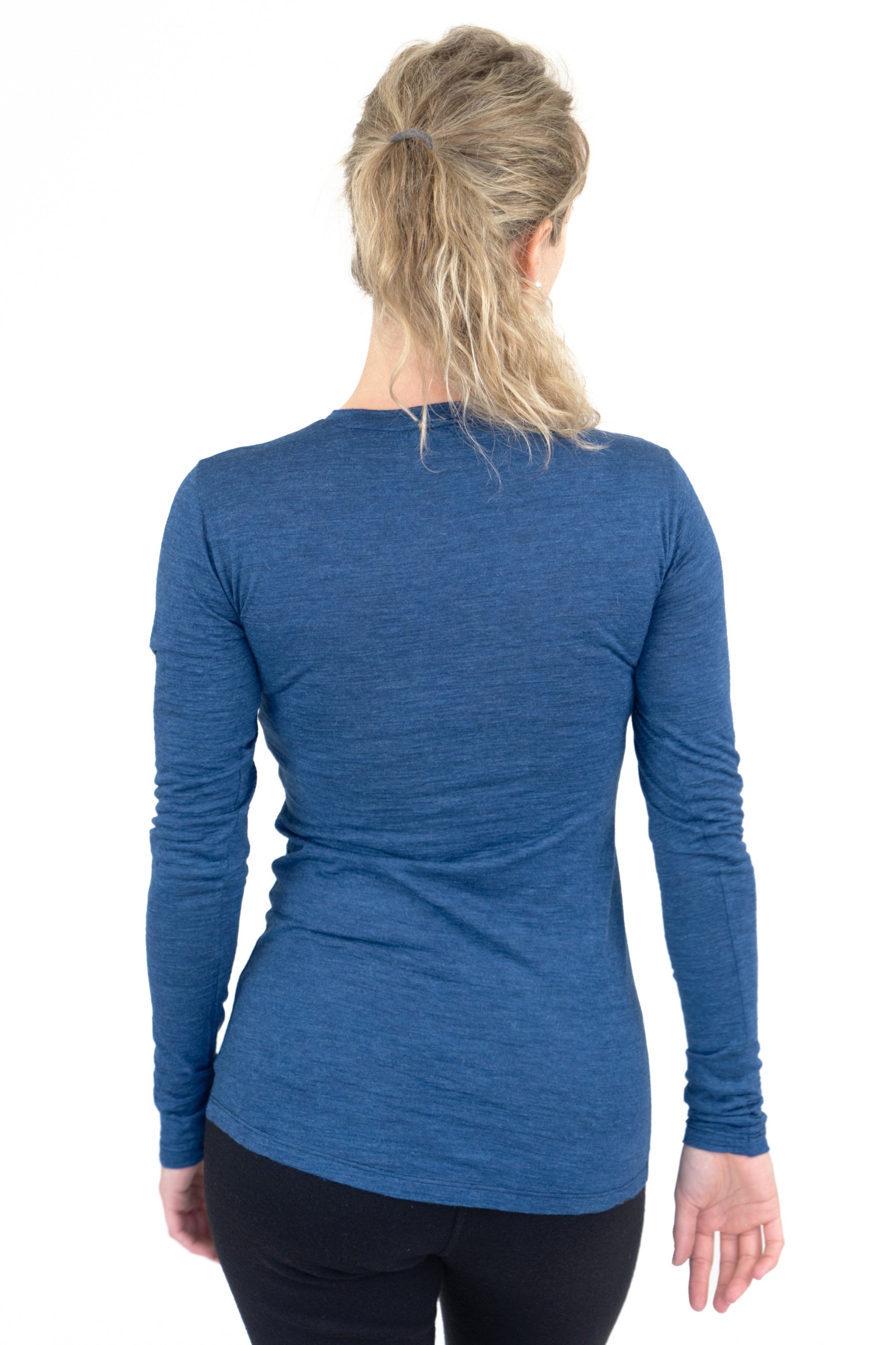 Women's Alpaca Wool Long Sleeve Base Layer: 110 Ultralight color Natural Blue