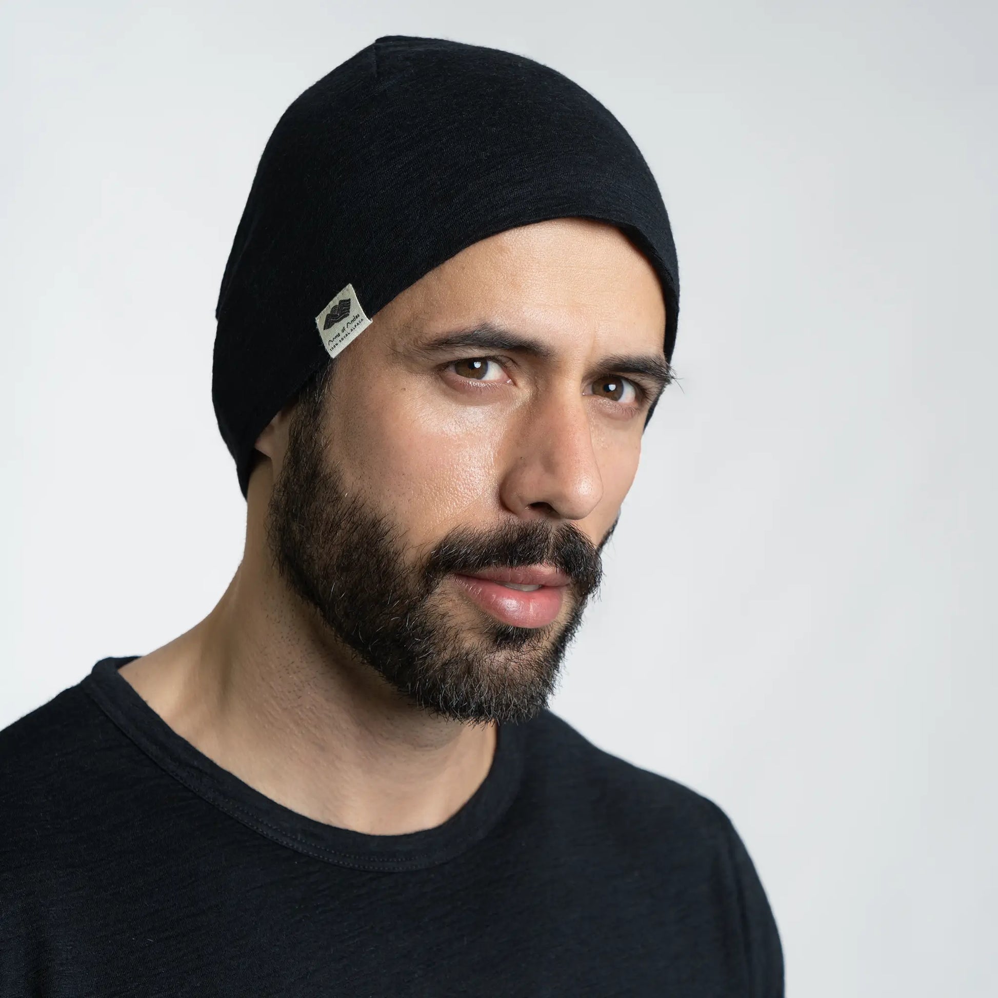 Alpaca Wool Beanie: 160 Ultralight color Black