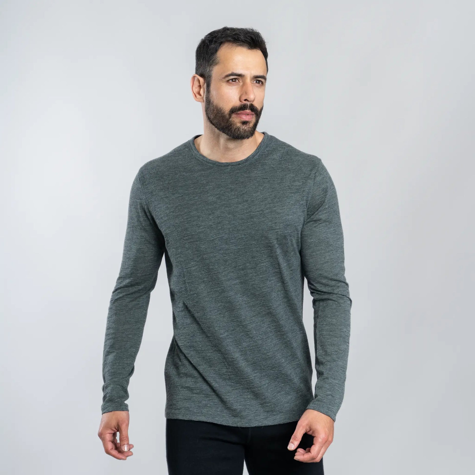 Men's Alpaca Wool Long Sleeve Base Layer: 160 Ultralight color Gray