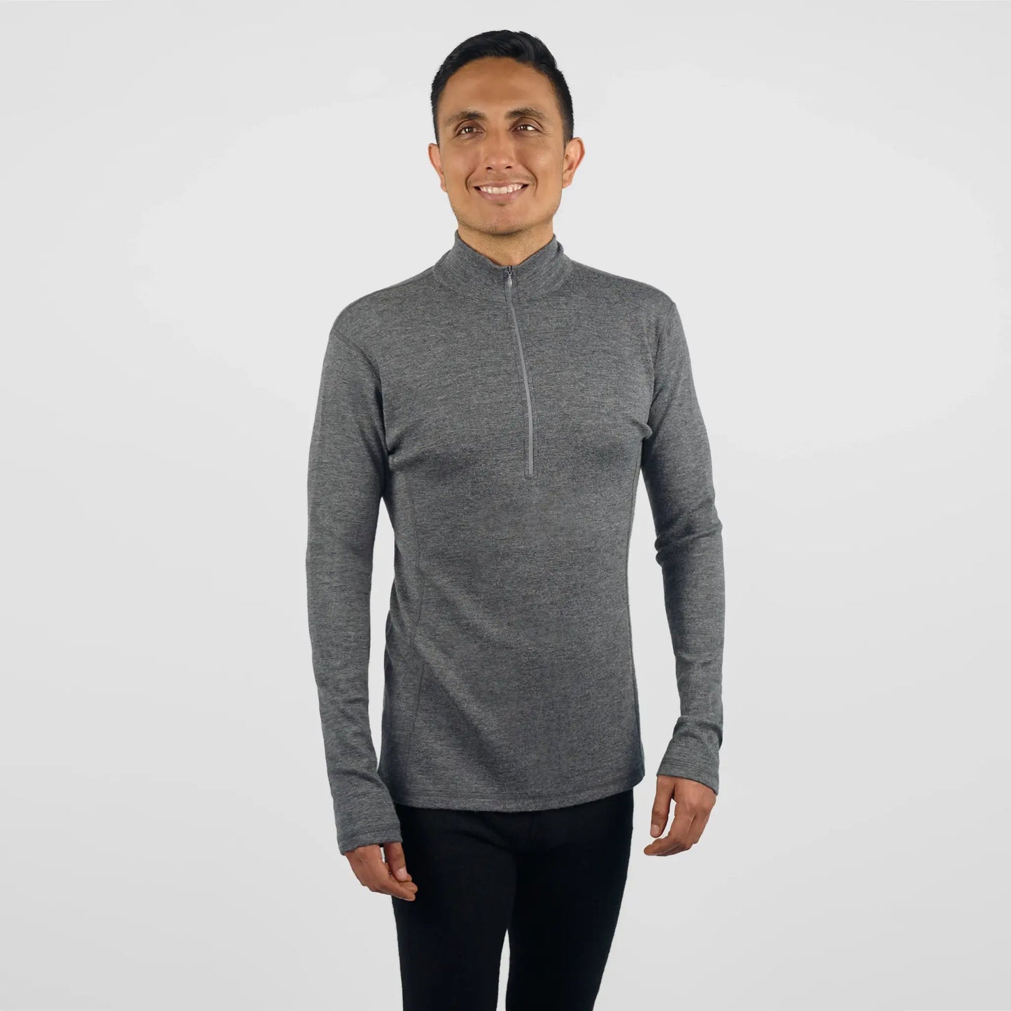 Men's Alpaca Wool Base Layer: 300 Lightweight Half-Zip color Gray