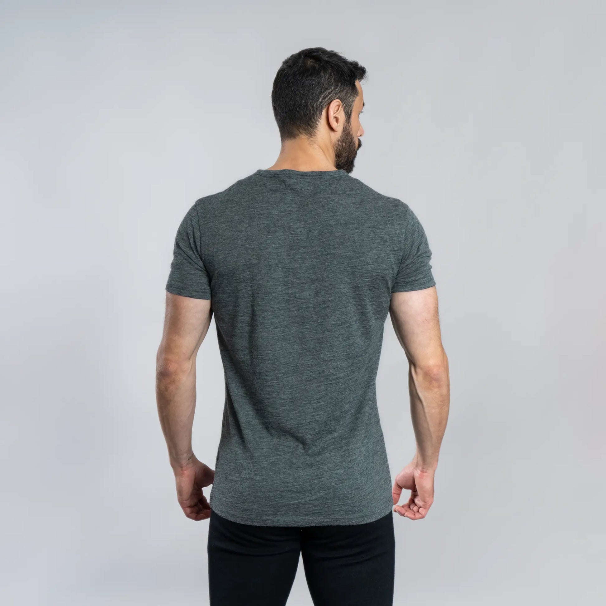 Men's Alpaca Wool Shirt: 160 Ultralight V-Neck color Gray