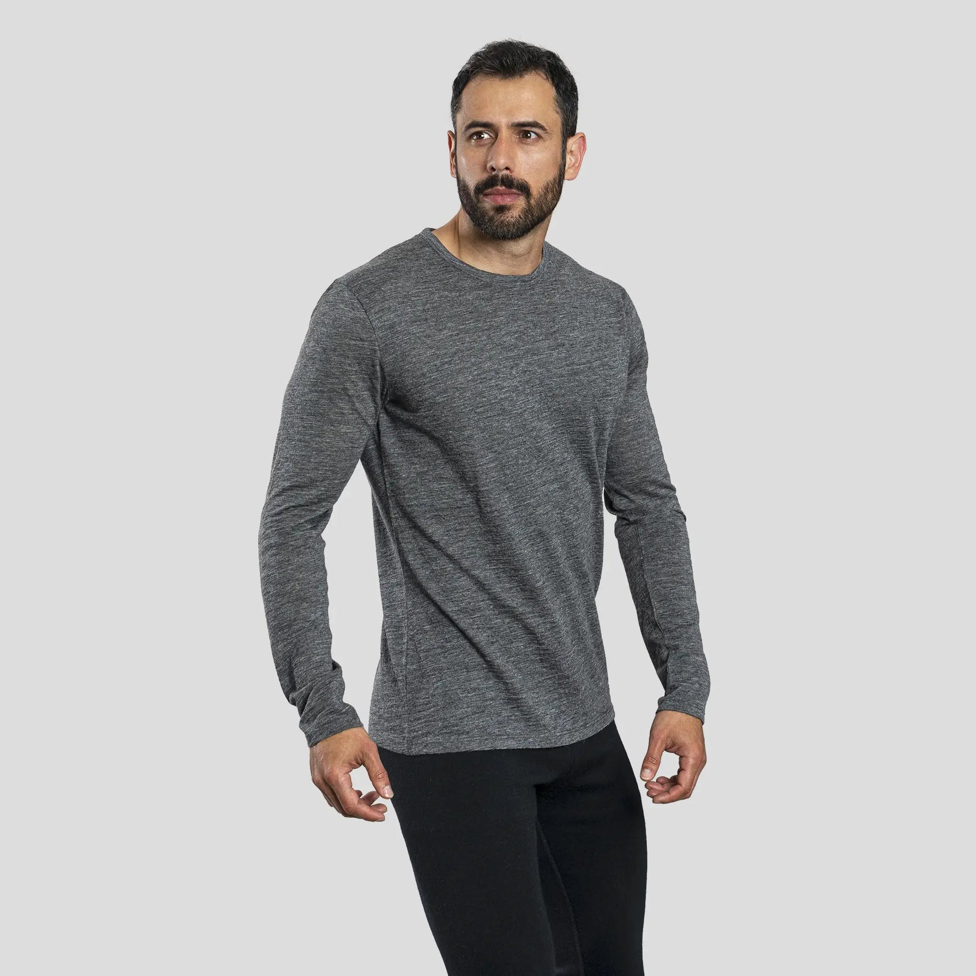 Men's Alpaca Wool Long Sleeve Base Layer: 110 Ultralight color Gray