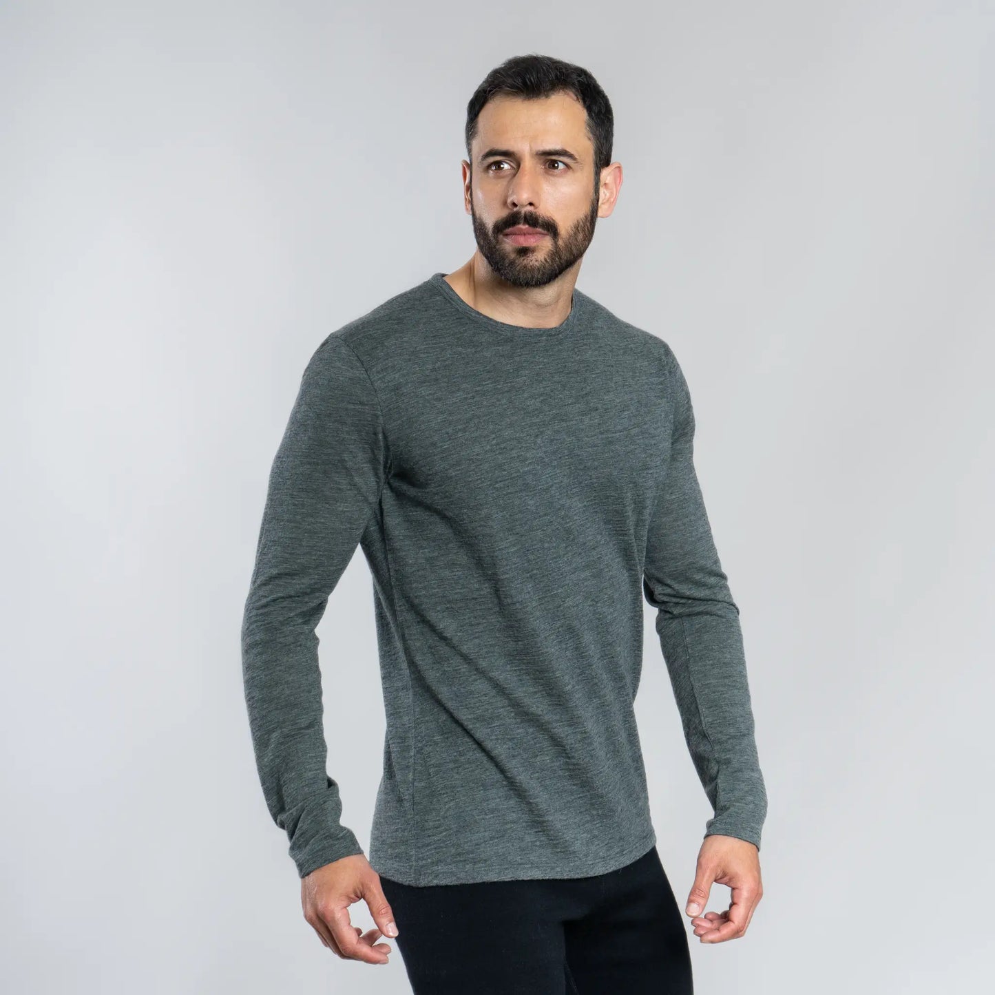 Men's Alpaca Wool Long Sleeve Base Layer: 160 Ultralight color Gray