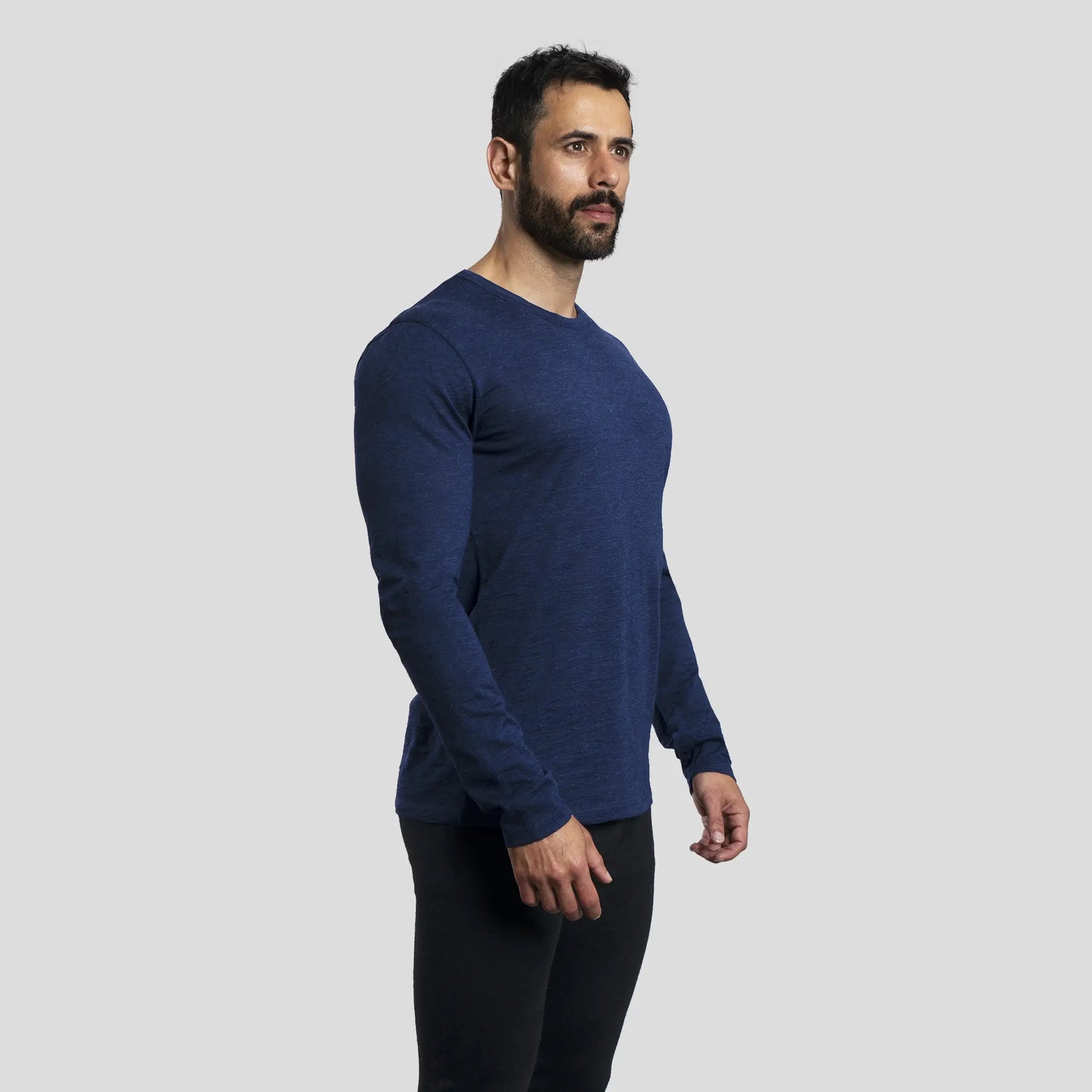 Men's Alpaca Wool Long Sleeve Base Layer: 160 Ultralight color Navy Blue