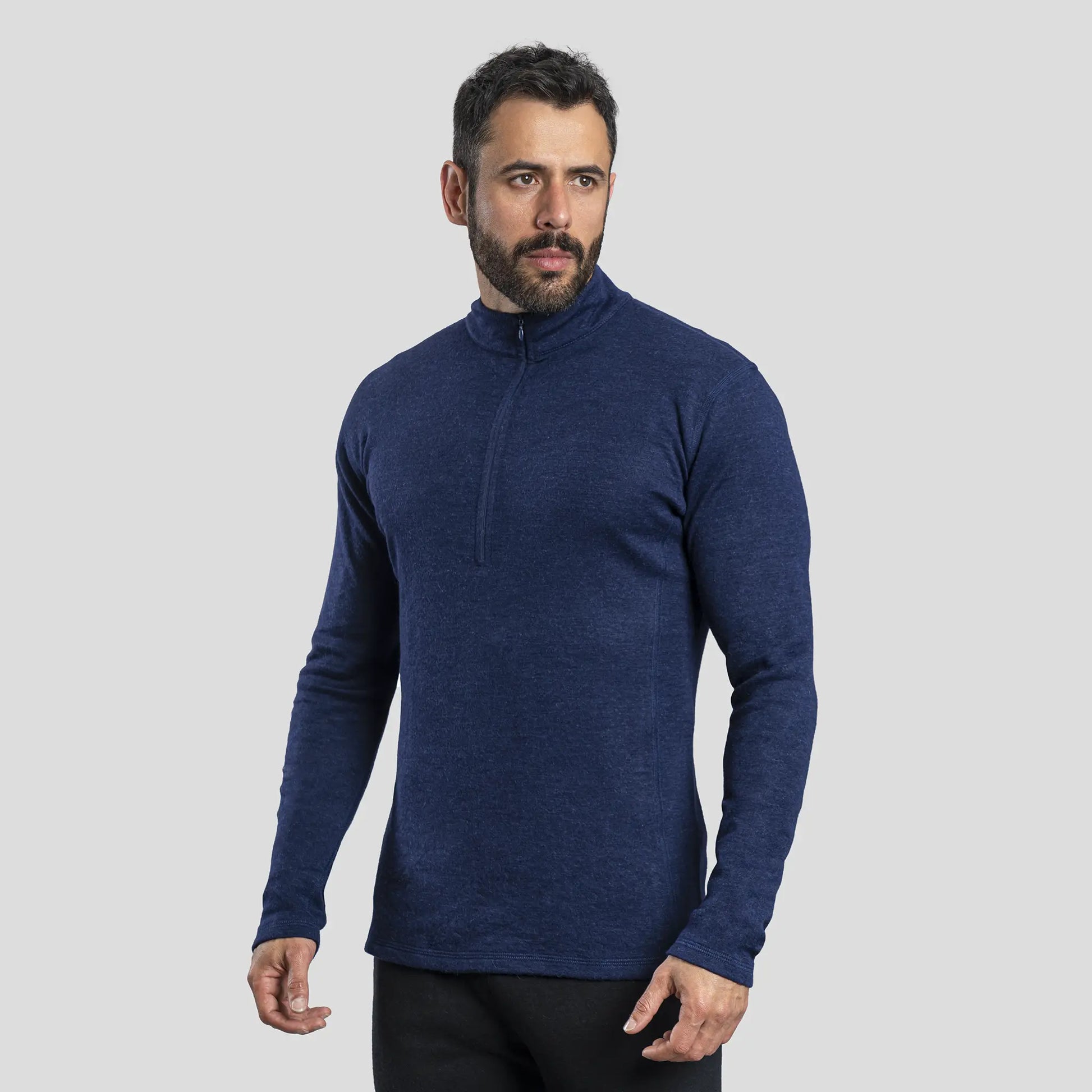 Men's Alpaca Wool Base Layer: 300 Lightweight Half-Zip color Navy Blue