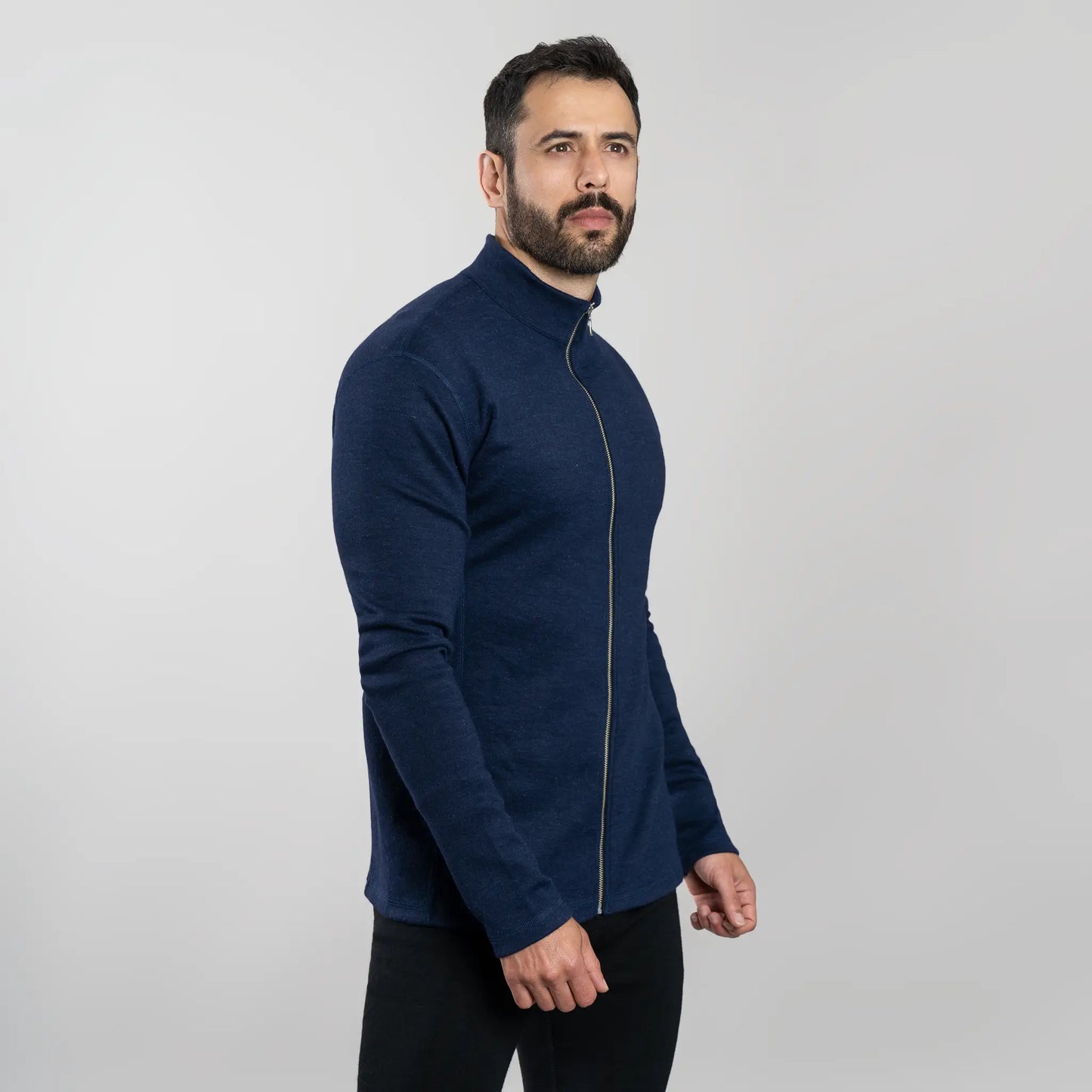 Men's Alpaca Wool Fleece Jacket: 420 Midweight Full-Zip color Navy Blue