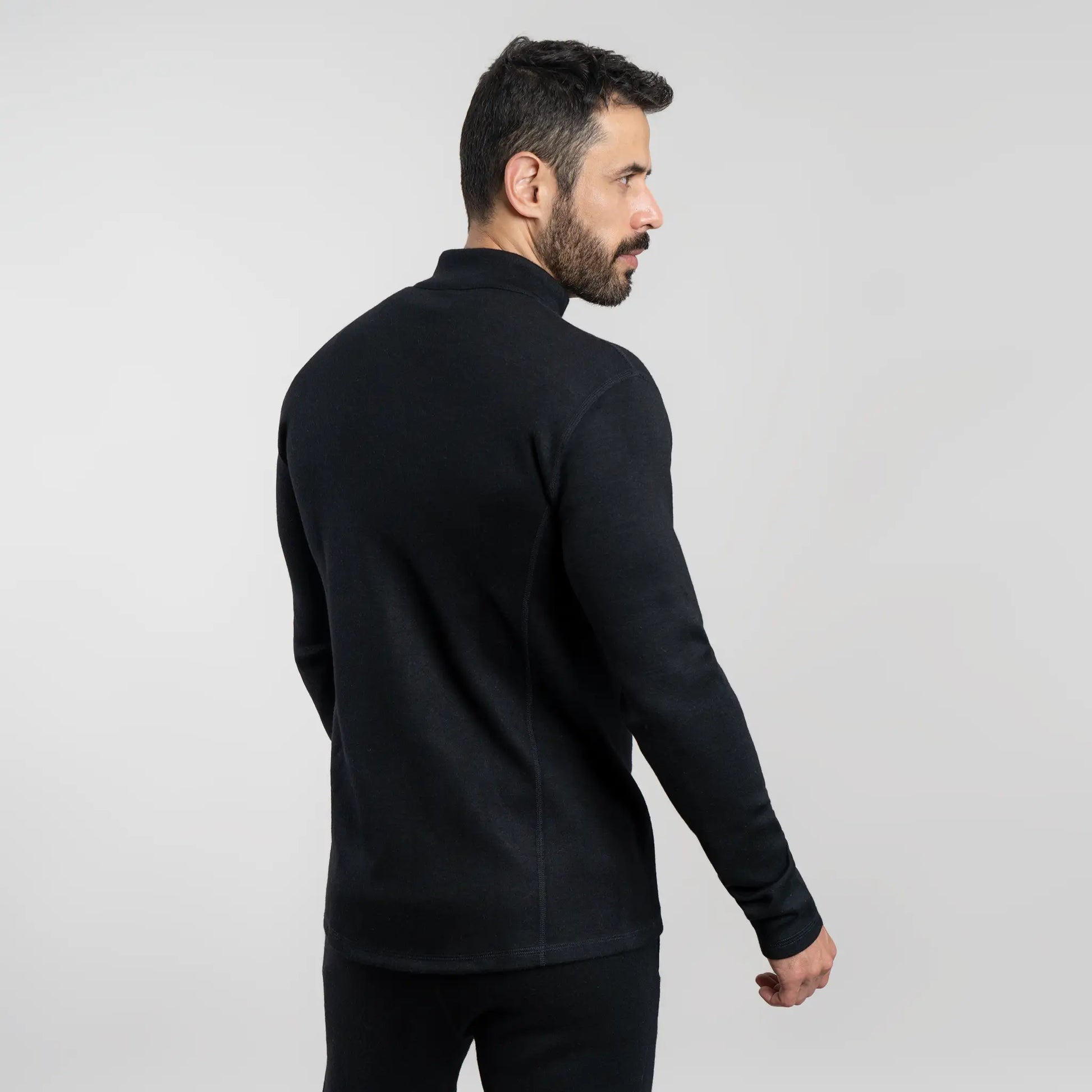 Men's Alpaca Wool Jacket: 420 Midweight Full-Zip color Black