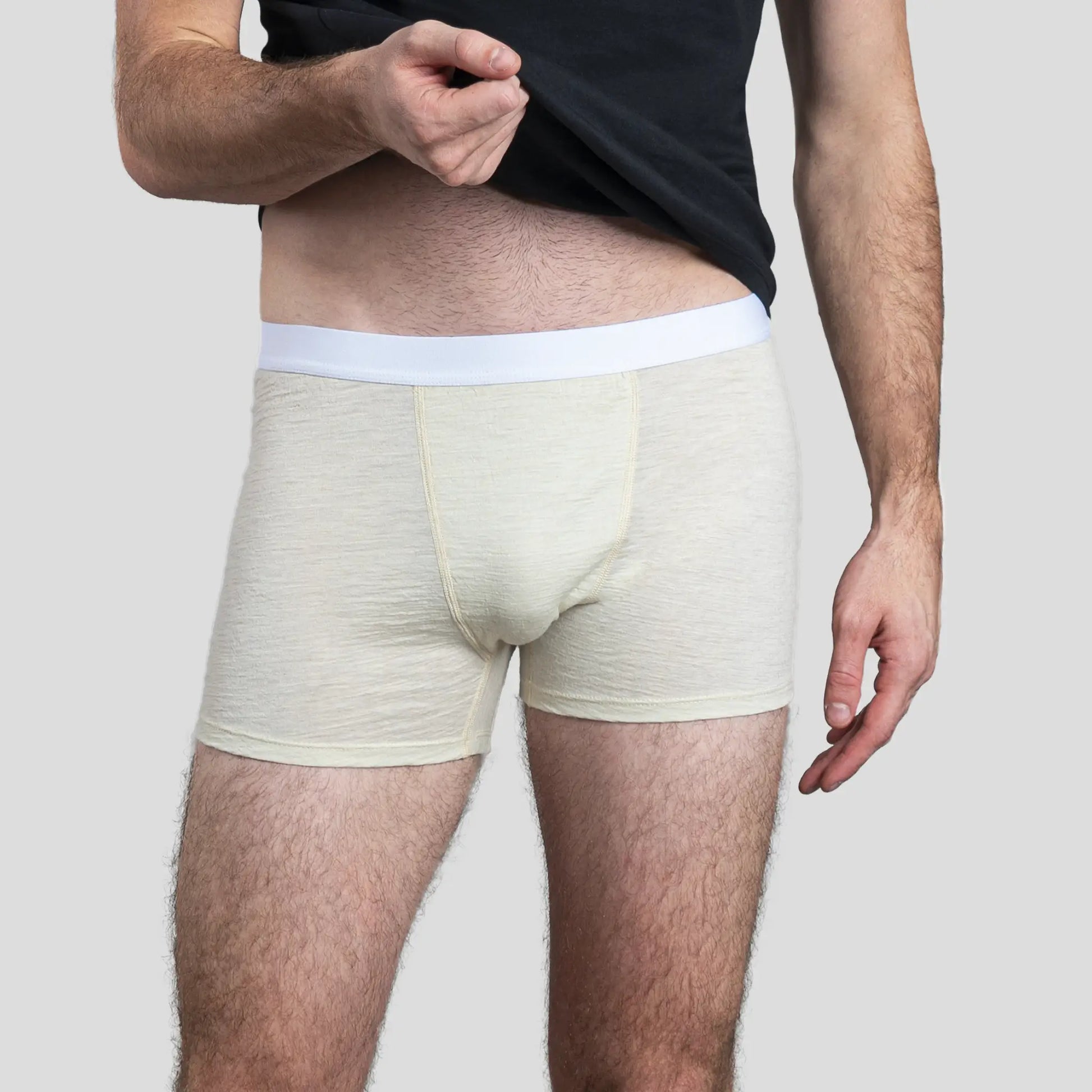 Men's Alpaca Wool Boxers: 160 Ultralight color Natural White