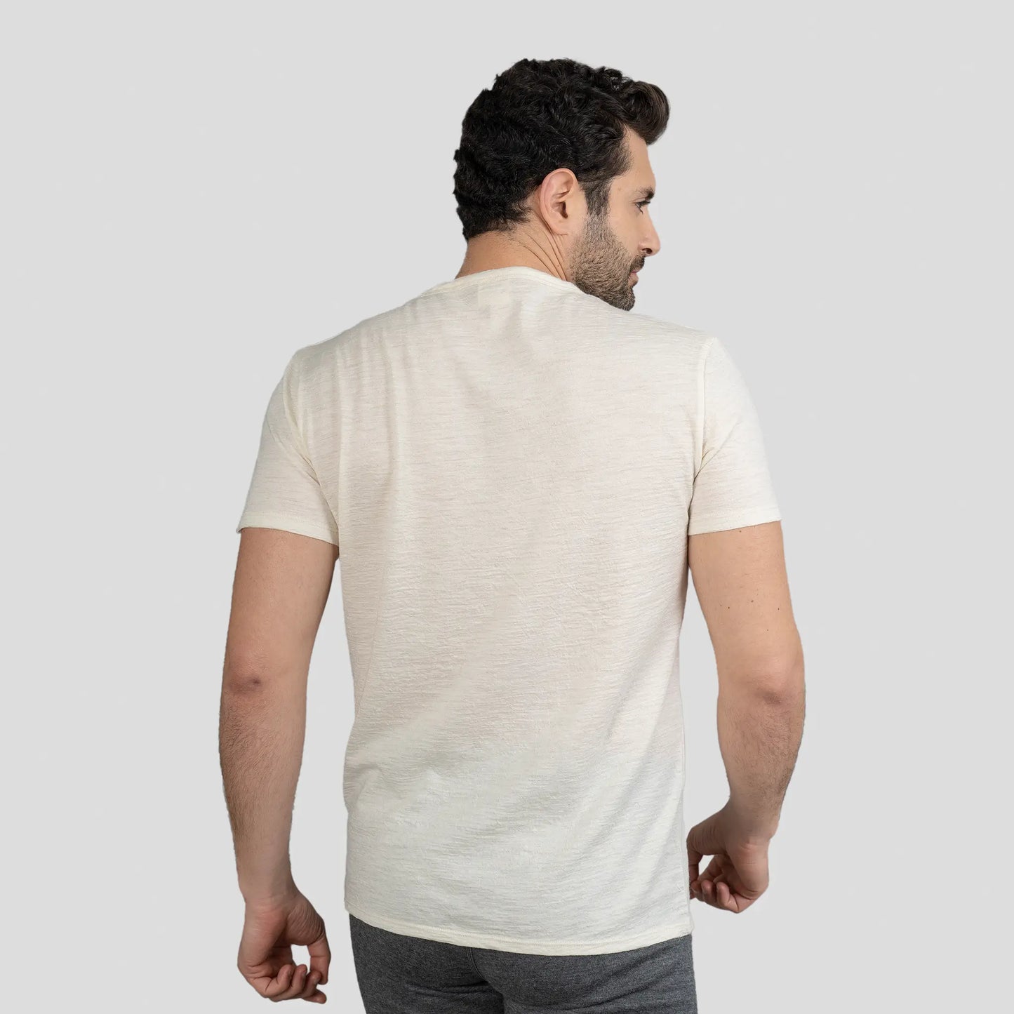 mens highly breathable crew neck tshirt color natural white
