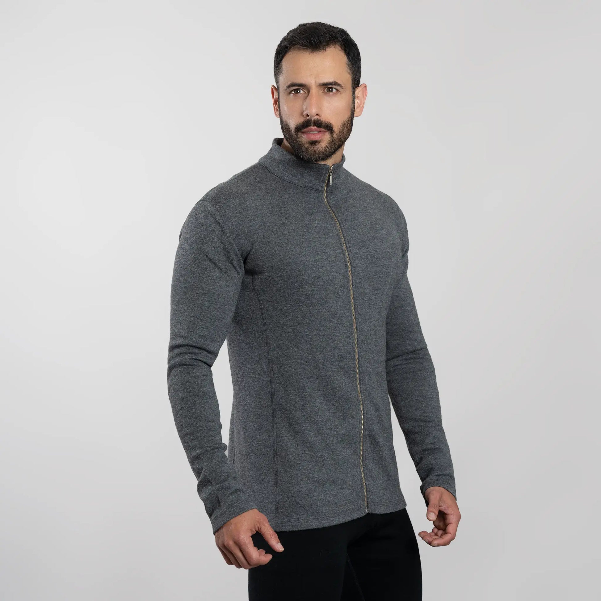 Men's Alpaca Wool Fleece Jacket: 420 Midweight Full-Zip color Gray