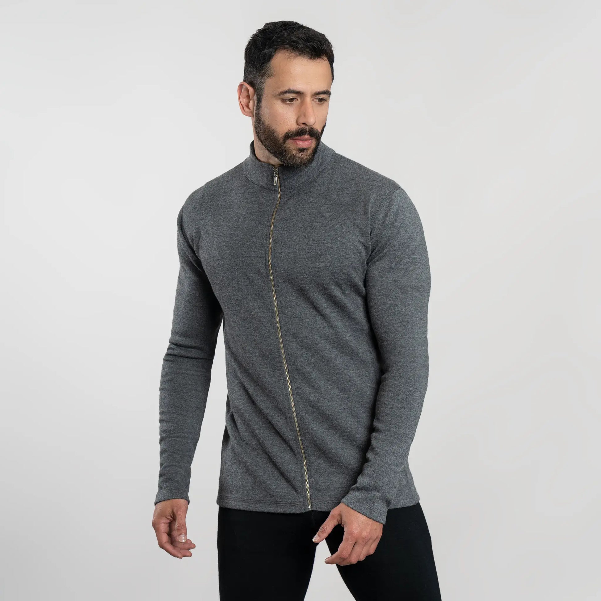 Men's Alpaca Wool Fleece Jacket: 420 Midweight Full-Zip color Gray