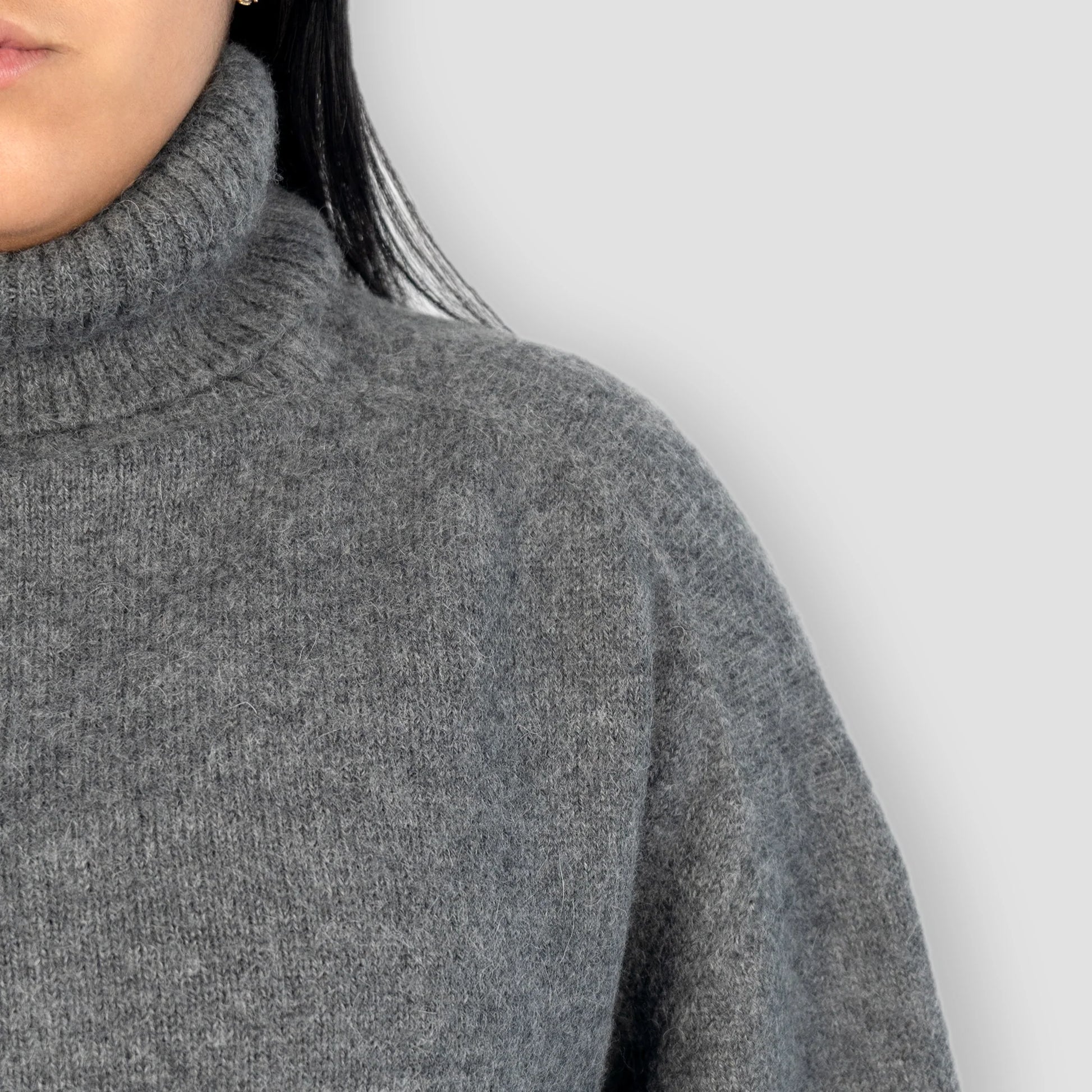 womens organic alpaca turtleneck sweater color blue