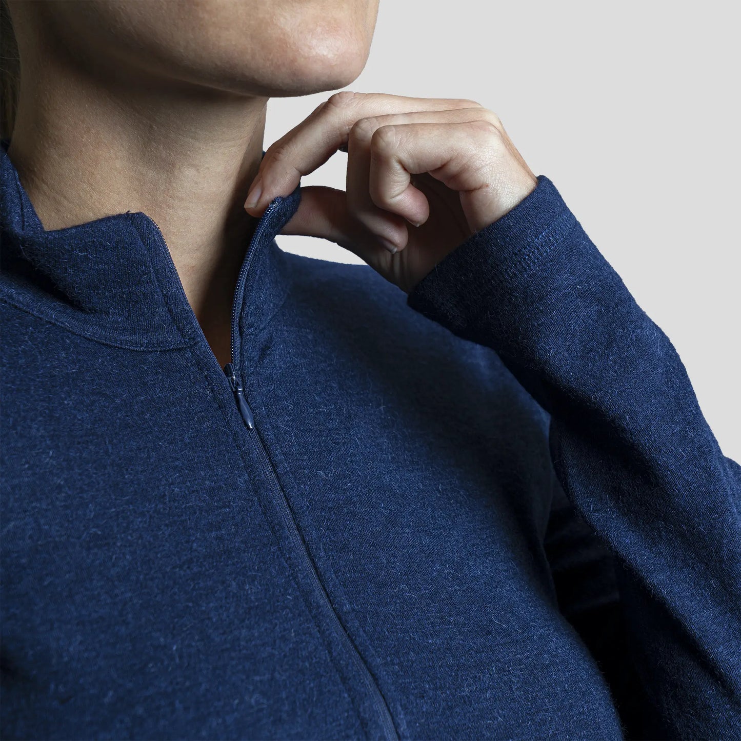 womens sustainable baselayer half zip color navy blue